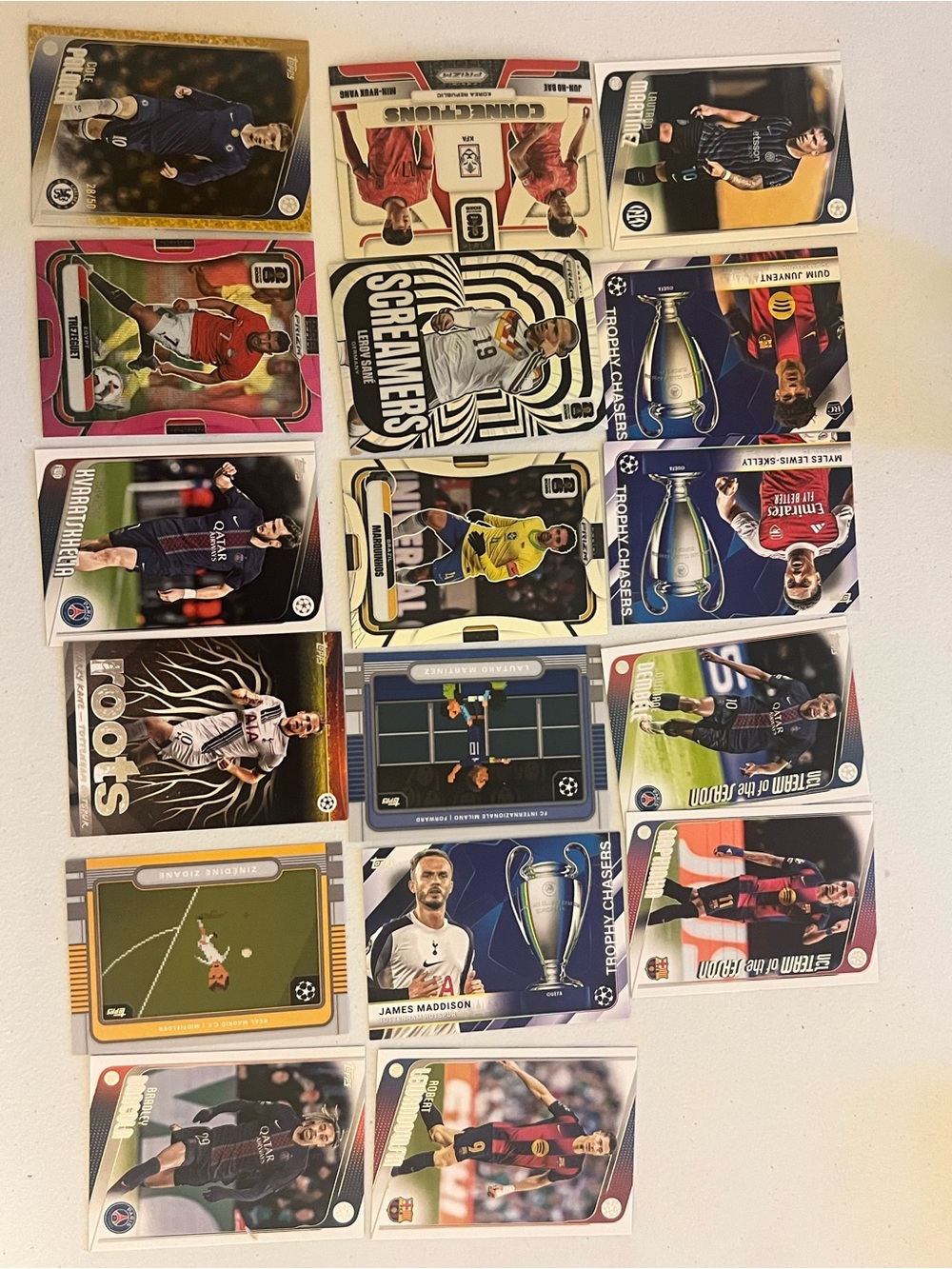 Panini UEFA Champions League Cards - Blue, Black, White, Gold, Pink
